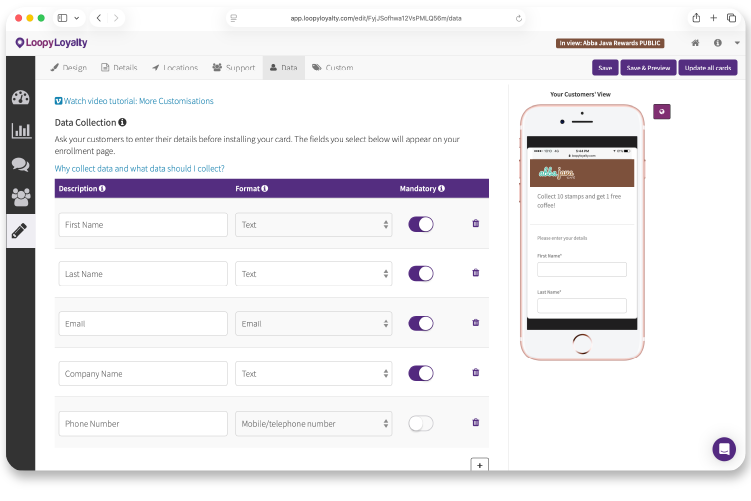 Loopy Loyalty flexible data capture