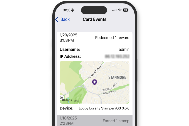 Stamper App track every transaction